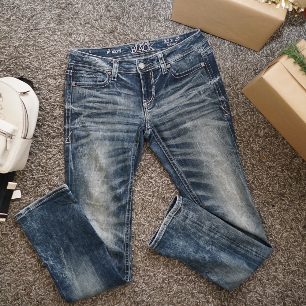 Buckle Black Womens Denim Jeans